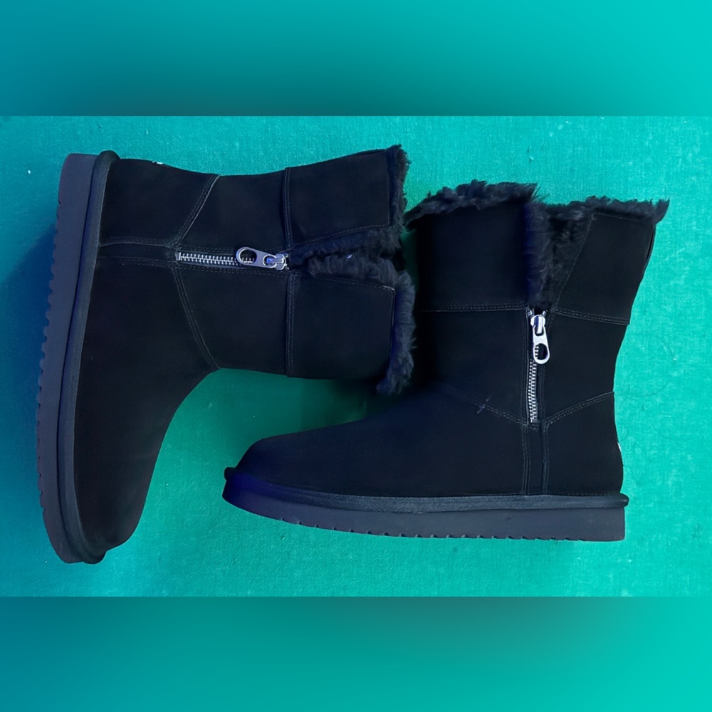 Koolaburra UGG Black Shearling Sheepskin Black Boots